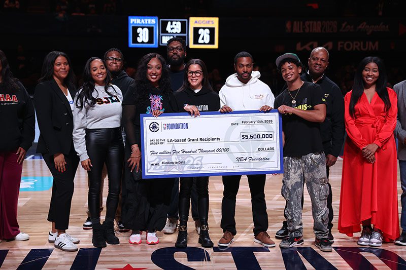 At the 2026 NBA HBCU Classic on February 13, 2026, UNCF was a joint recipient of a $5,500,000 check from the NBA Foundation, made out to “LA Based Grant Recipients”. Maurice Jenkins Jr. (right), executive vice president, chief development officer, UNCF, was present to receive the check.