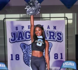 Adria Weaver in her Jaguarettes uniform. Photo from Spelman College Jaguarettes.