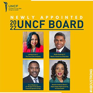 images of four new uncf board members on a square