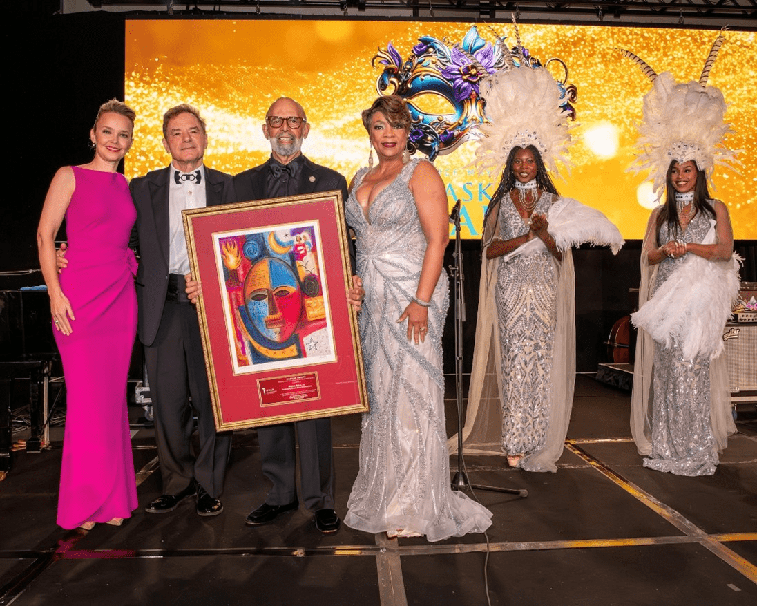 (Left to right): The Honorable Helena Moreno, mayor, City of New Orleans, UNCF Masked Award Honoree Blaine Kern Jr., President, Mardi Gras Productions, Dr. Michael L. Lomax, UNCF president and CEO and Therese Badon, UNCF SVP.