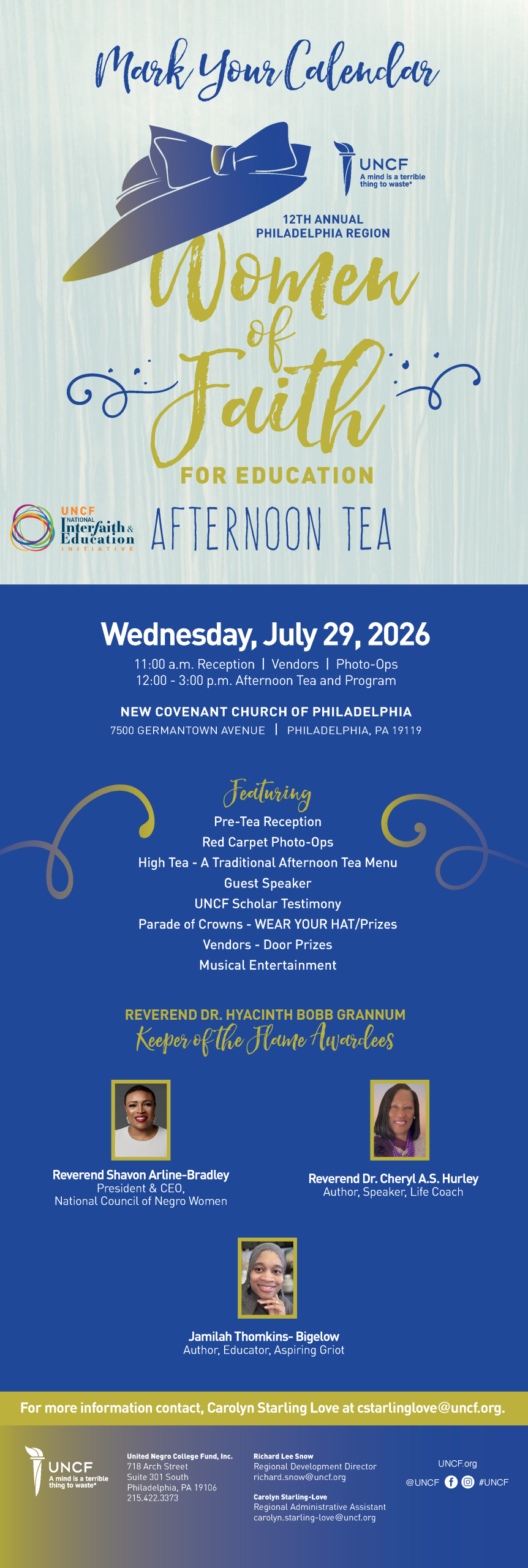 12th Annual Philadelphia Region Women of Faith for Education Afternoon Tea | Wednesday July 29th, 2026