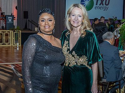Two patrons at the 10th annual mayor's masked ball