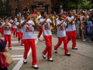 McNair High School Marching Band on September 2019 in East Atlanta Village, Atlanta, GA. Photo by Flickr/Yours For Good Fermentables.com.