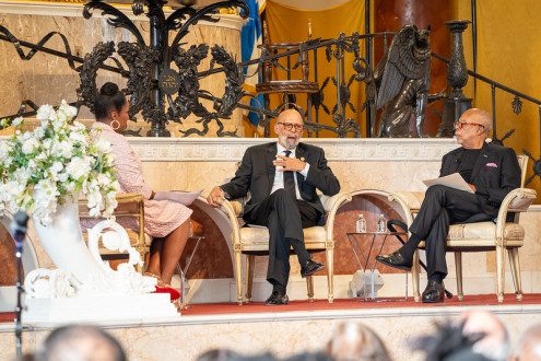 Dr. Michael L. Lomax, president and CEO, UNCF, and Dr. Henry Louis Gates, Jr. spoke at “Black and Jewish America Fireside Chat”, exploring the deep and evolving relationship between Black and Jewish Americans.