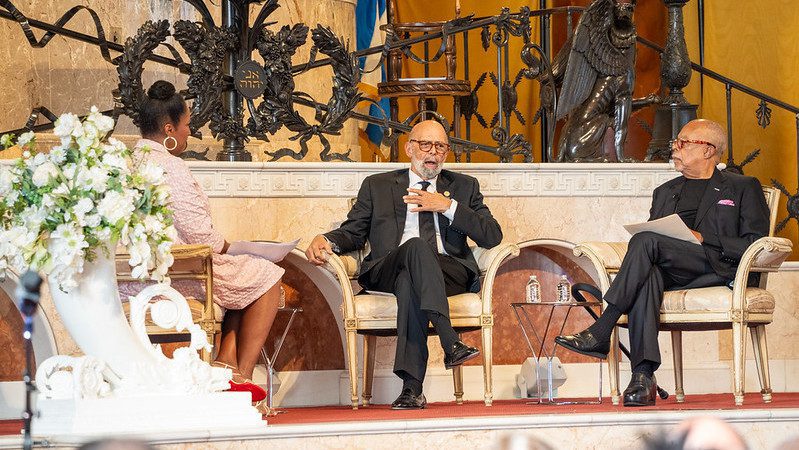 Dr. Michael L. Lomax, president and CEO, UNCF, and Dr. Henry Louis Gates, Jr. spoke at “Black and Jewish America Fireside Chat”, exploring the deep and evolving relationship between Black and Jewish Americans.