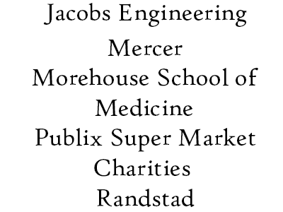 Listed sponsors: Jacob Engineering, Mercer, Morehouse School of Medicine, Publix Super Market Charities, Randstad