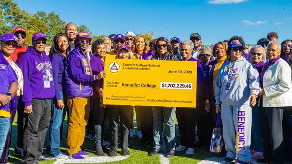 Annual Giving group photo with novelty size check