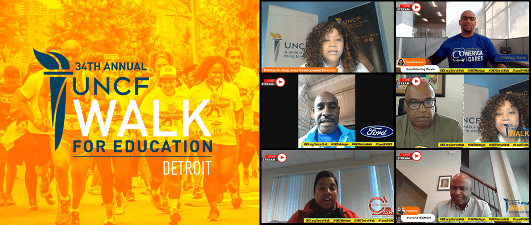Detroit Walk for Education Banner showing virtual event screenshot