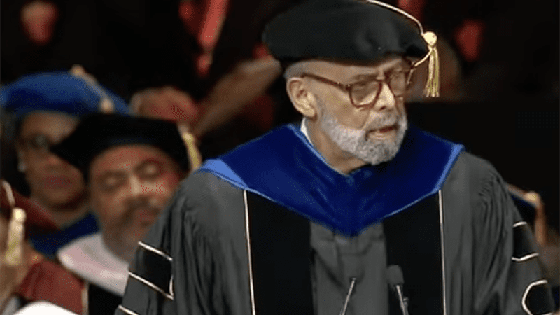Dr. Michael L. Lomax, in Ph.D. regalia, was invited to provide a tribute to Morehouse College’s 13th president Dr. F. DuBois Bowman at his inauguration ceremony on Feb. 12, 2026.