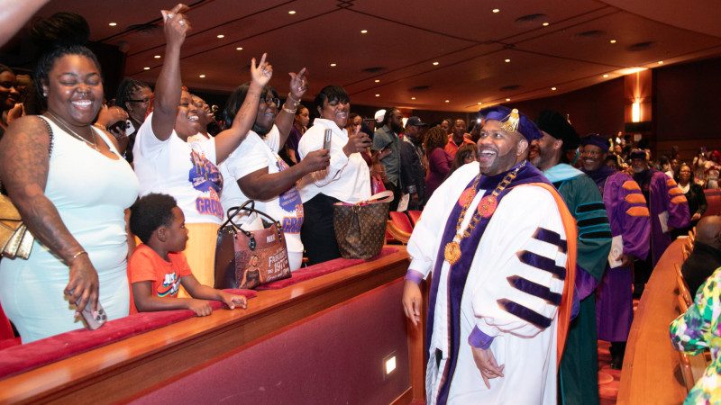 group celebration at commencement