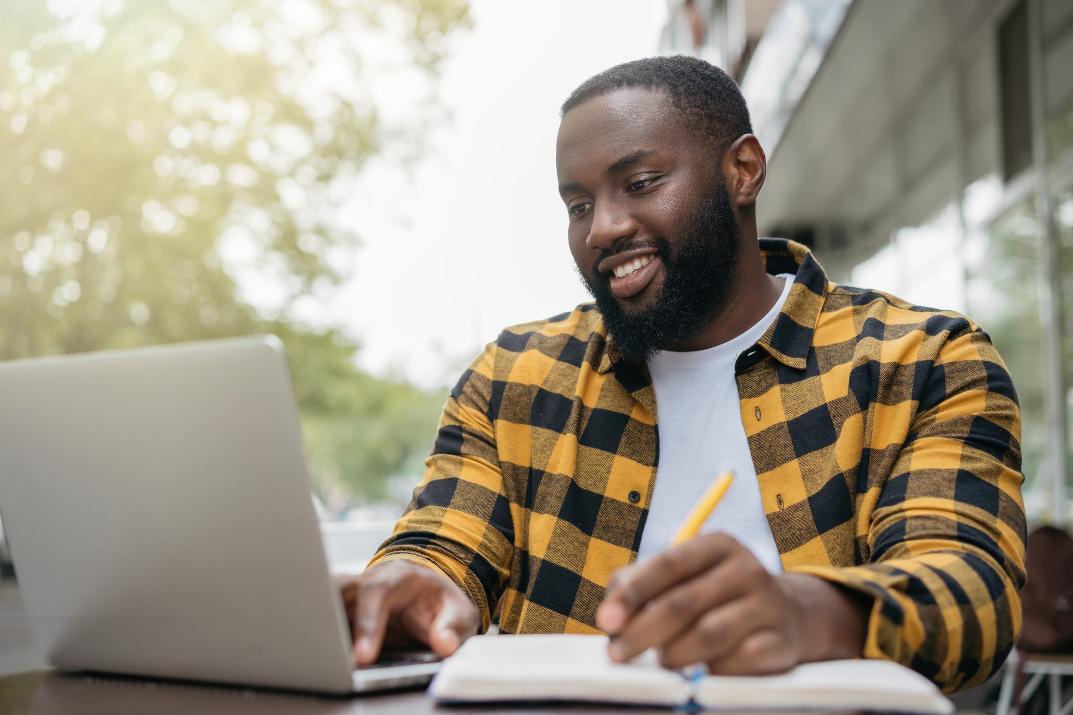 Getty image of student working on laptop