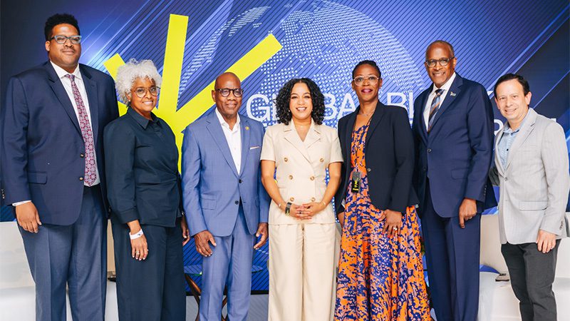Left to right: Julian Thompson, senior director, Strategy Development, Institute for Capacity Building (ICB), UNCF; Dr. Cecily Barker McDaniel, strategist, ICB, UNCF; Dr. David K. Wilson, president, Morgan State University; Dr. Jasmine Haywood, strategy director, Credentials of Value, Lumina Foundation; Keisha Bell, managing director, Head of Office of Black Affairs, JPMorganChase; Dr. Walter Kimbrough, executive vice president, Research & Member Engagement, UNCF; Diego Aviles, senior vice president, Development, Northeast Division, UNCF.