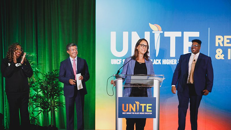 Thought leaders speak to an audience at UNCF Unite 2023