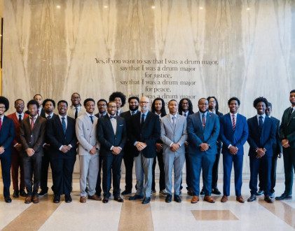 Dr. Lomax recently met with the latest class of Michael Lomax Success Scholars. The scholarship, made possible by a $40 million gift from Netflix’s Patty Quillin and Reed Hastings, allows students to graduate debt-free from Morehouse.