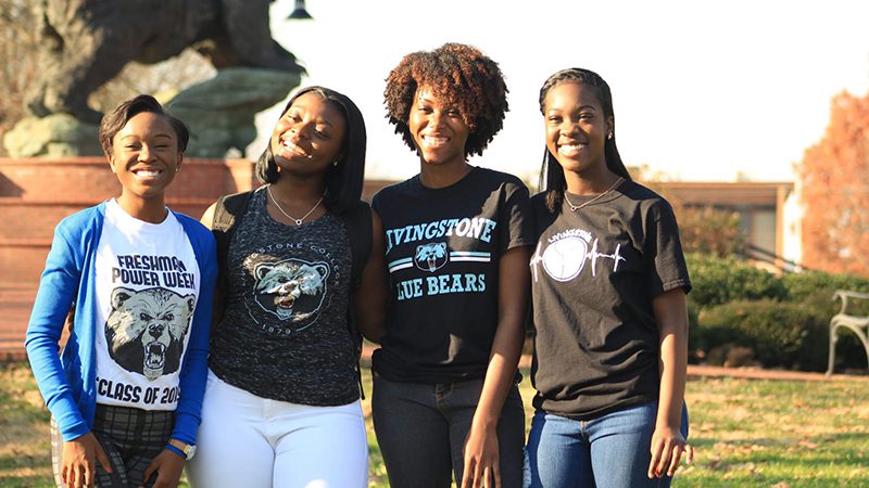 A photo of four female Livingstone college students