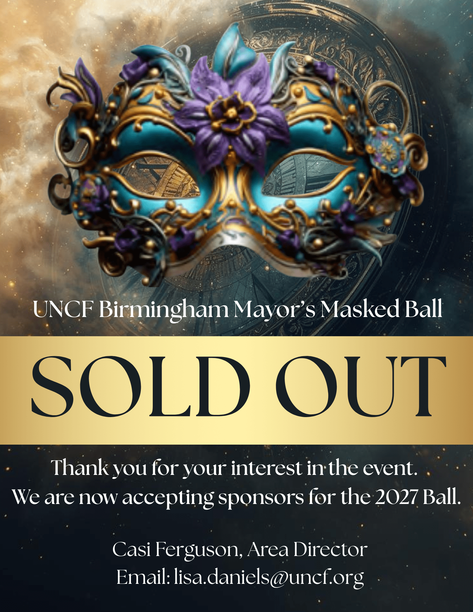 UNCF Birmingham Mayor's Masked Ball - Sold out | Casi Ferguson, Area Director | email:lisa.daniels@uncf.org