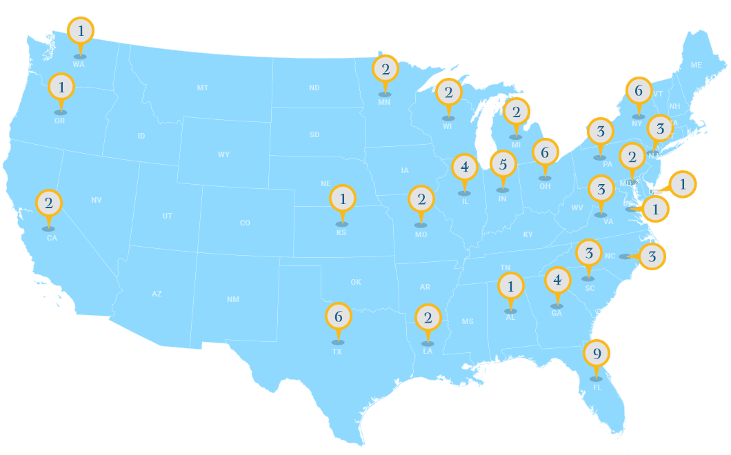 Map of UNCF local fundraising events