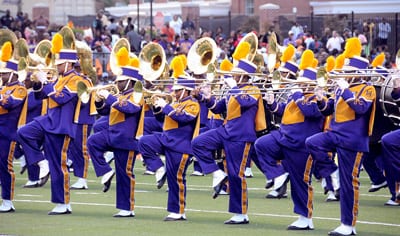 Miles College band performing during football game