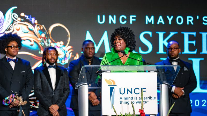 Philadelphia's 100th Mayor, the Honorable Cherelle L. Parker with UNCF Male Scholars