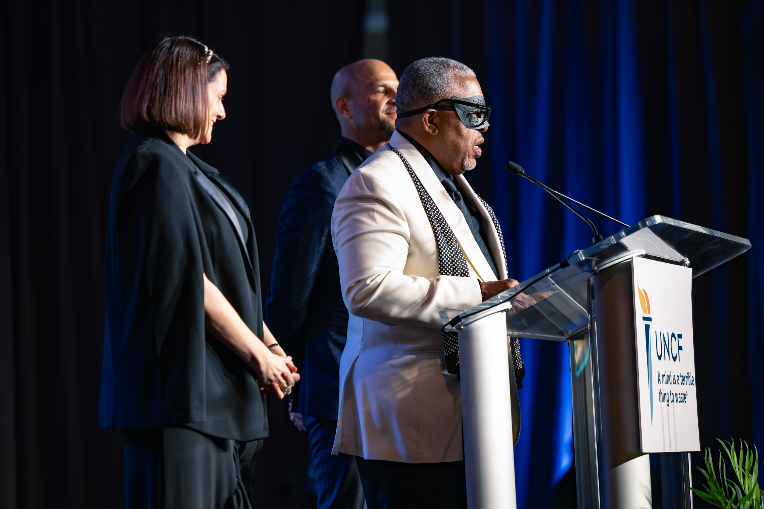 Richard Lee Snow, UNCF Regional Development Director, with Event Co-Chairs, Meg Kane (Philadelphia Soccer 2026), and Joseph Meade (Comcast Spectacor)