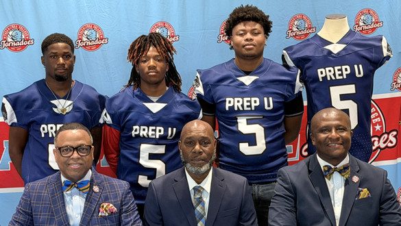 College football players with Prep U jerseys