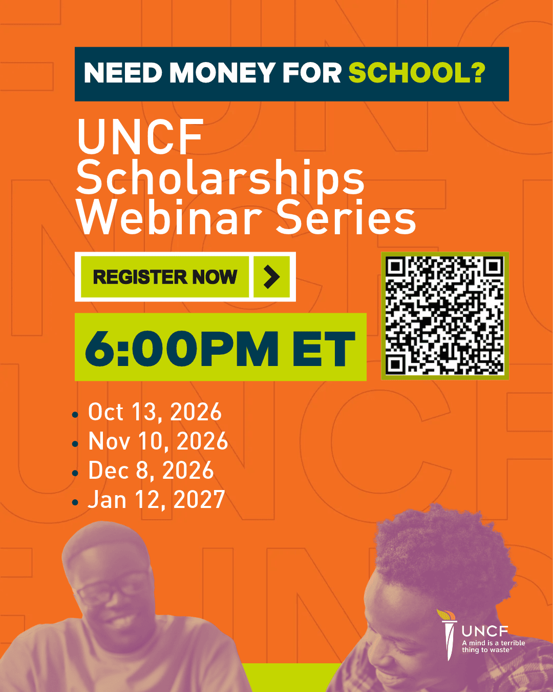 Scholarships Webinar Series Social Media Graphic