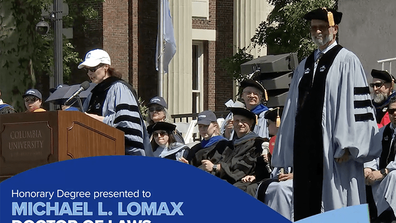 Dr. Michael L. Lomax, president and CEO, UNCF, received an honorary degree from his alma mater Columbia University on May 20 "for his life spent fighting for equity in access to educational opportunities." Photo from Columbia University Commencement webcast.