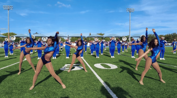 Florida Memorial University LionEssence dance team and The ROAR marching band. Photo from Florida Memorial University.