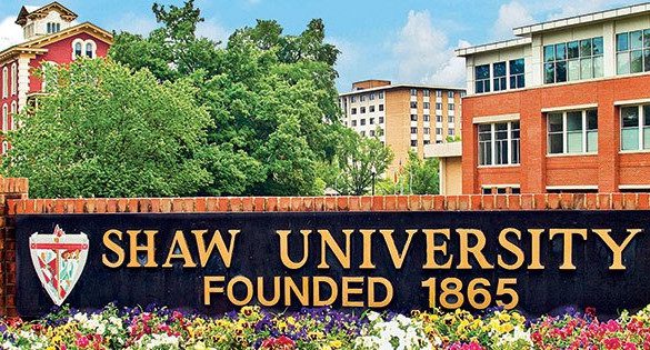 Shaw University sign that says founded 1865