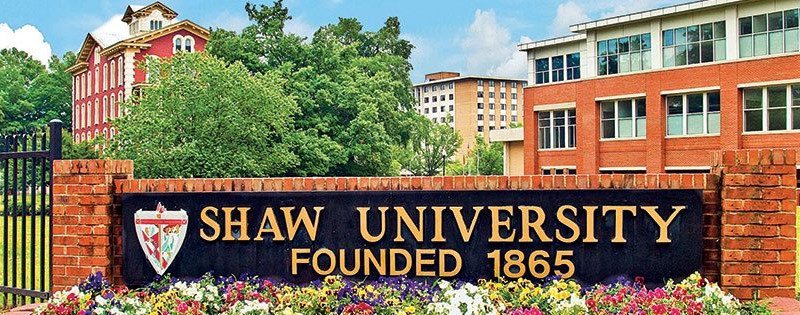 Shaw University sign that says founded 1865