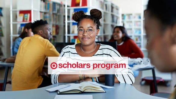 Target Scholars banner image female student with logo