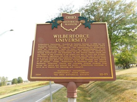 Ohio Historical Marker on Wilberforce University’s campus. Photo from Wilberforce University.