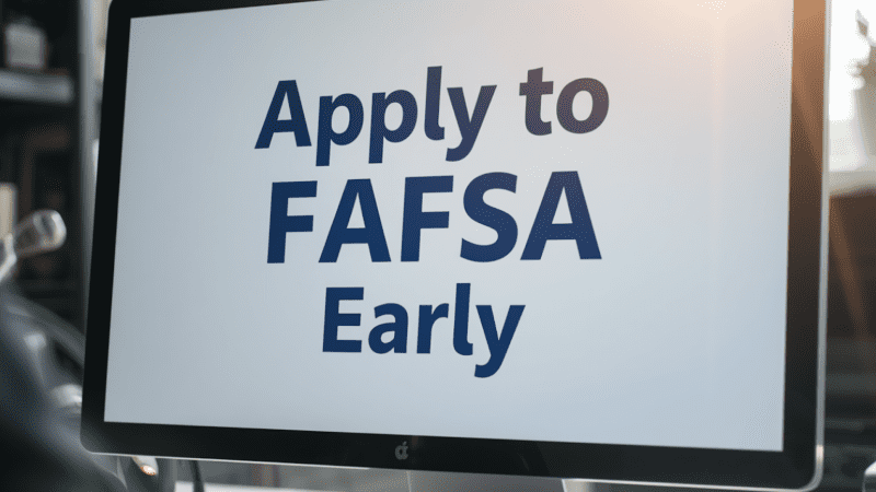 computer screen that says "Apply to FAFSA Early"
