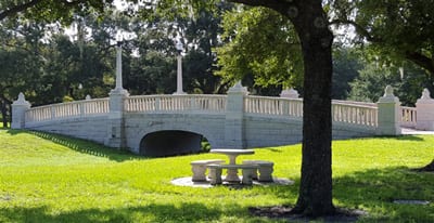 Image of a stone bridge in a park