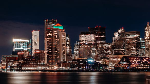 Photo of Boston skyline at night