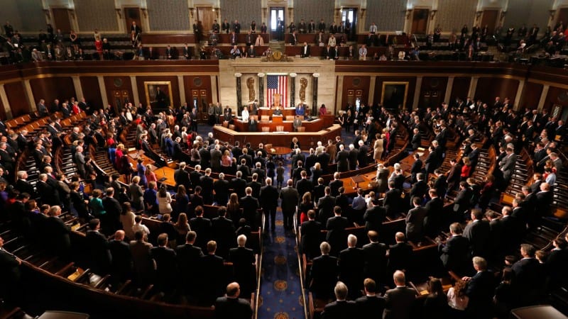 Banner image of Congress in session in House of Representatives Chamber