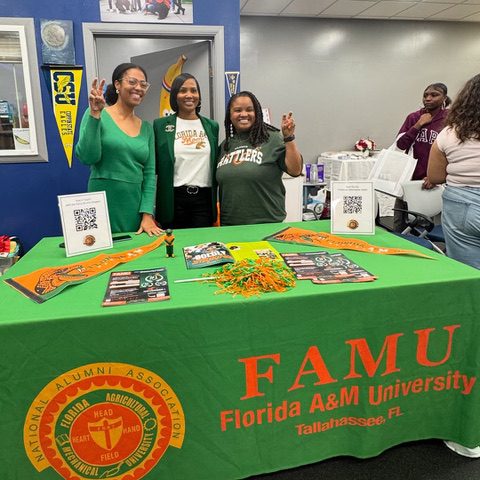 Florida A&M (FAMU) tabled at UNCF's EMERGE College and Career Readiness Initiative workshop at YMCAs in Los Angeles, CA.