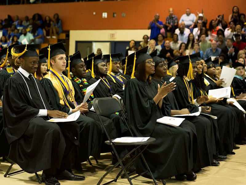 Group of students during graduation ceremonies at Jarvis Christian College