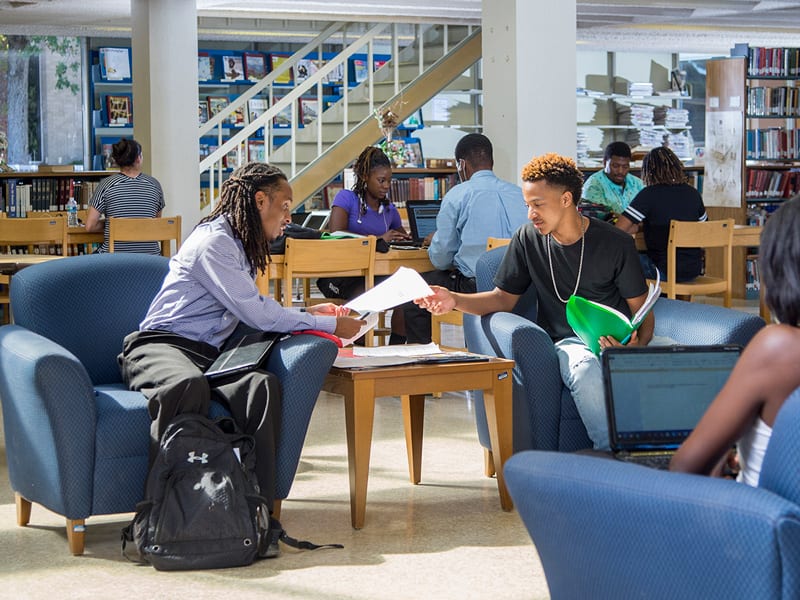Students working together in library at Jarvis Christian College