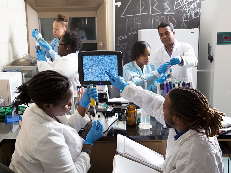 Jarvis Christian College students working in laboratory