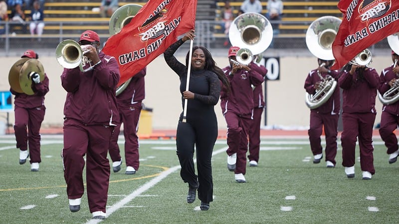 The Shaw University Marching Band performs