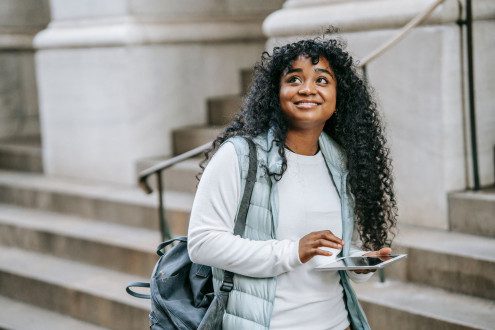 student on campus