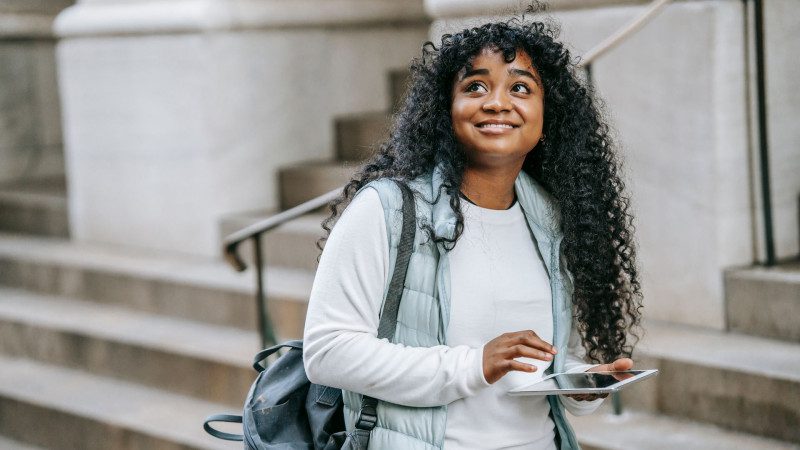 student on campus