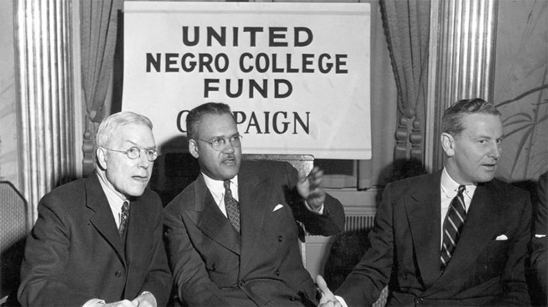 Rockefeller, Patterson and Hoving at early UNCF meeting