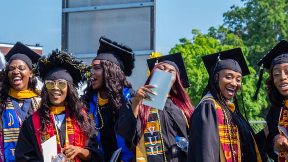 8 Virginia Union University Graduating women celebrating