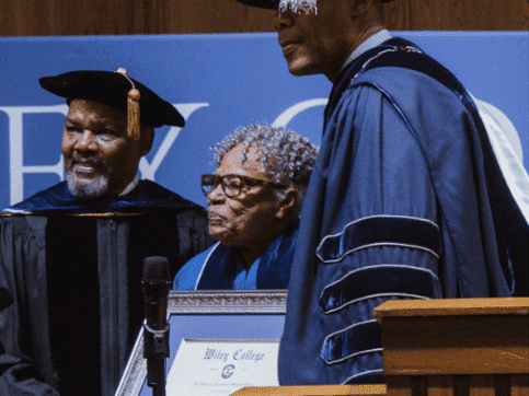 Ms. Opal Lee being presented an honorary doctorate at Wiley University